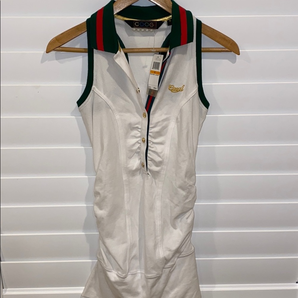 COOGI White Sleeveless Top with Green and Red Accents
